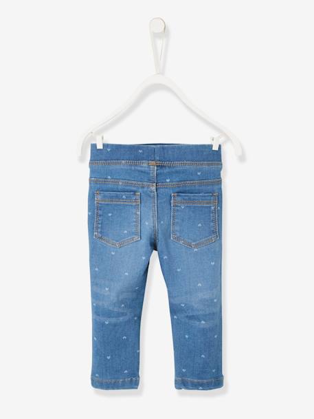 Treggings in Printed Denim for Baby Girls Denim Blue 