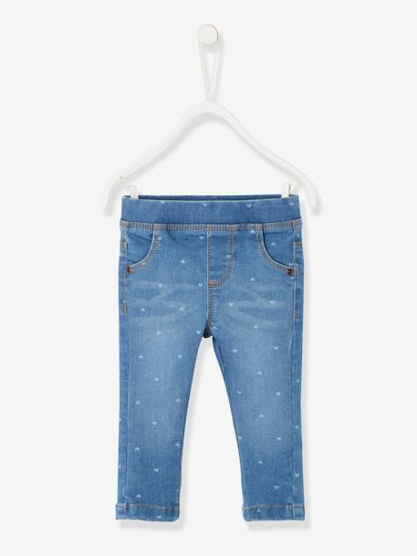 Treggings in Printed Denim for Baby Girls Denim Blue 