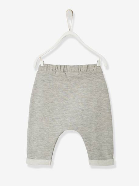 Trousers in Cotton Fleece, for Newborn Babies BEIGE LIGHT ALL OVER PRINTED+Dark Blue+Light Grey 