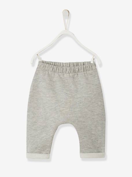 Trousers in Cotton Fleece, for Newborn Babies BEIGE LIGHT ALL OVER PRINTED+Dark Blue+Light Grey 