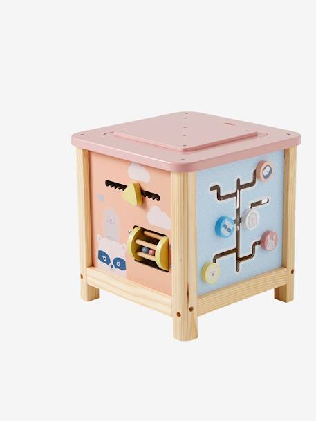 Big Wooden Activity Cube - FSC® Certified blue+green+ORANGE LIGHT SOLID WITH DESIGN+Pink+rose 