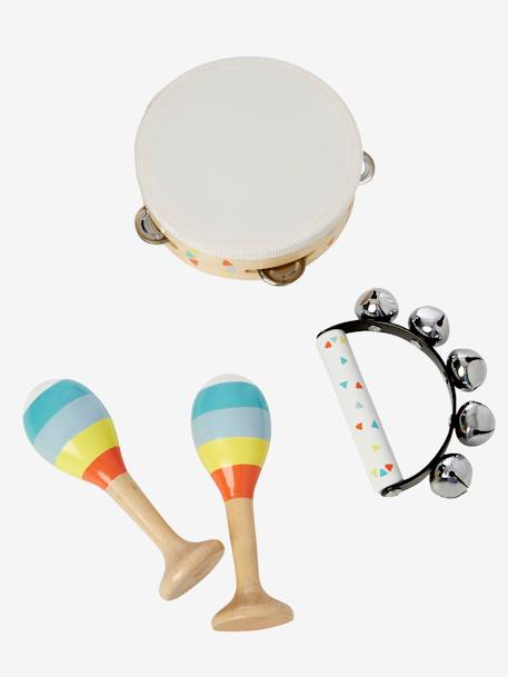 Set of Maracas, Tambourine, Tambourine with Rattles - FSC® Certified Multi+PINK MEDIUM SOLID WITH DESIG 