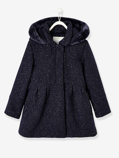 Woollen Coat for Girls Dark Blue+PURPLE DARK SOLID 