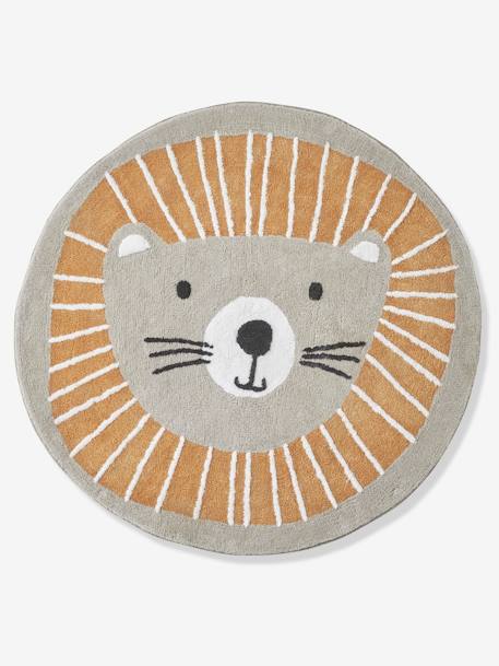 Washable Round Rug, Lion Grey 