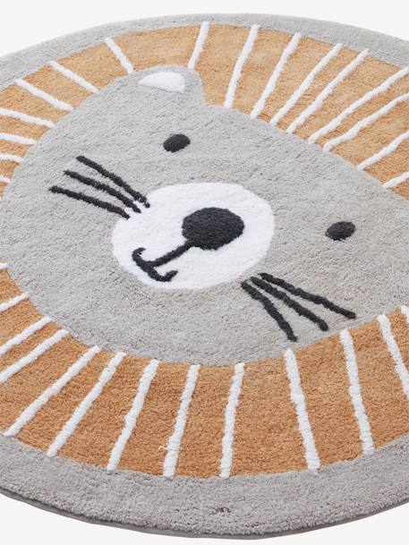 Washable Round Rug, Lion Grey 