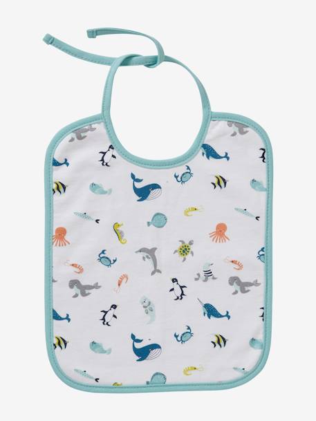 Pack of 7 Bibs for Babies, Sea Animals, by VERTBAUDET White 