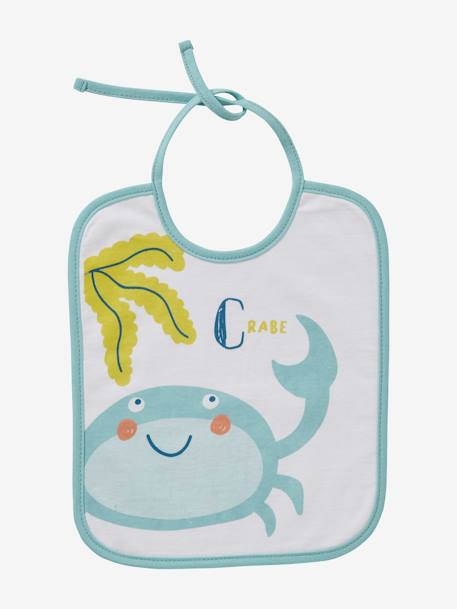 Pack of 7 Bibs for Babies, Sea Animals, by VERTBAUDET White 