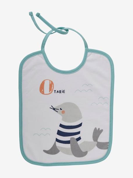 Pack of 7 Bibs for Babies, Sea Animals, by VERTBAUDET White 