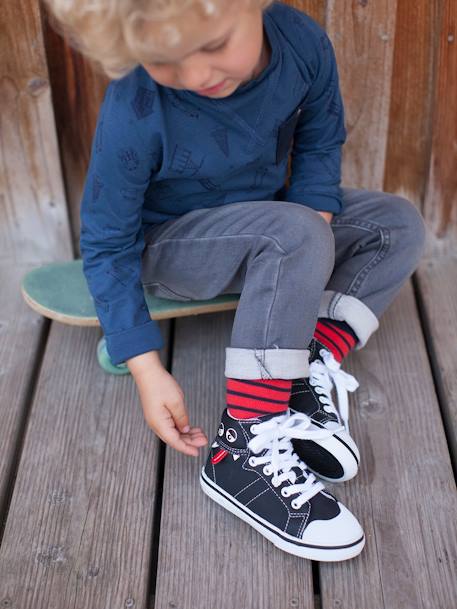 High Top Trainers for Boys, Designed for Autonomy BLACK DARK SOLID WITH DESIGN 