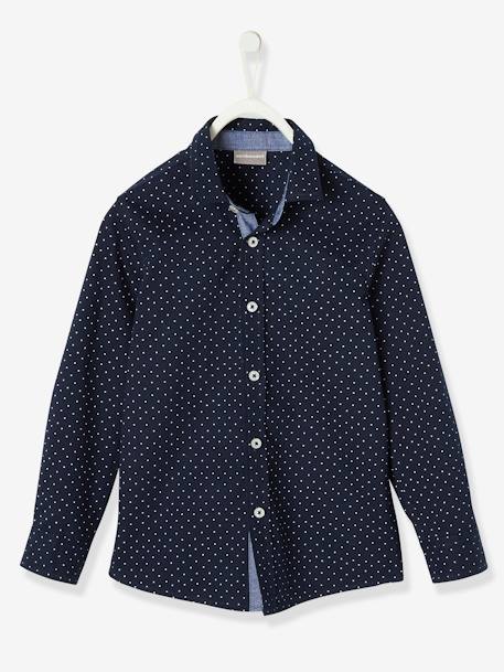 Shirt with Dot Print, for Boys Dark Brown/Print+Light Blue/Print 