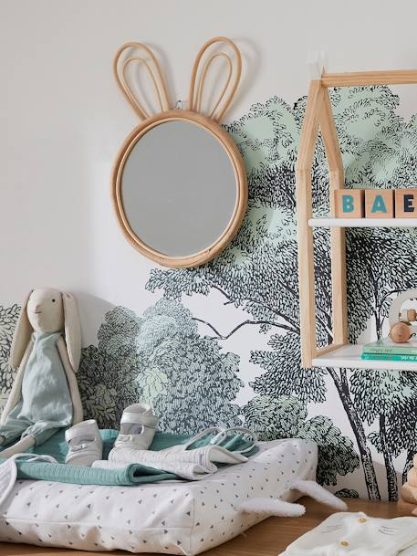 Rattan Mirror, Rabbit Light Wood 