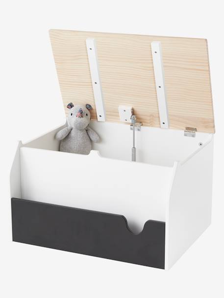 Book & Toy Trunk, SCHOOL Theme Wood/White 