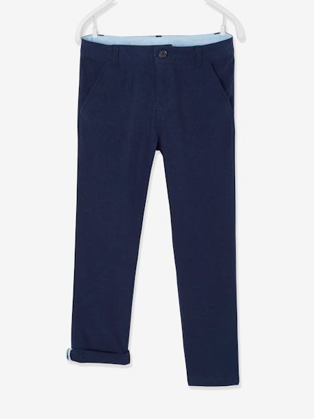 Cotton/Linen Chino Trousers for Boys Beige+blue+Dark Blue+sage green 