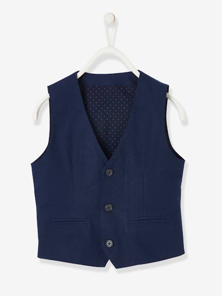 Occasion Wear Cotton/Linen Waistcoat for Boys Beige+blue+Dark Blue 