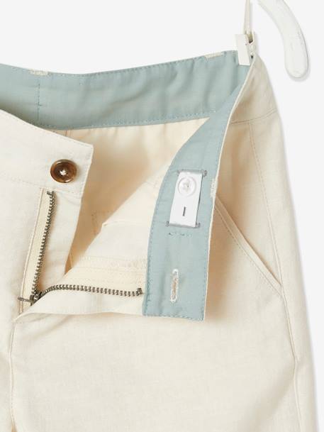 Bermuda Shorts in Cotton/Linen for Boys Beige+blue+Dark Blue+sage green 