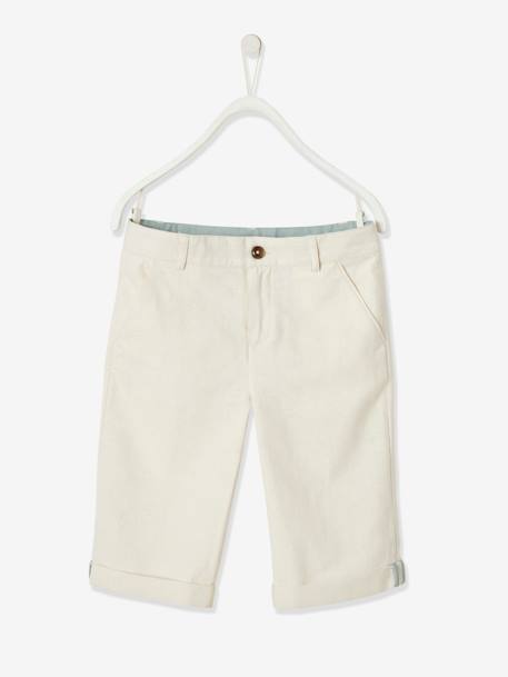 Bermuda Shorts in Cotton/Linen for Boys Beige+blue+Dark Blue+sage green 