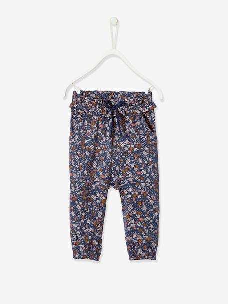 Printed Trousers with Elasticated Waistband for Babies Dark Blue/Print 