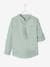 Shirt in Linen/Cotton, Mandarin Collar, Long Sleeves, for Boys BLUE BRIGHT SOLID+Green+sky blue+White 