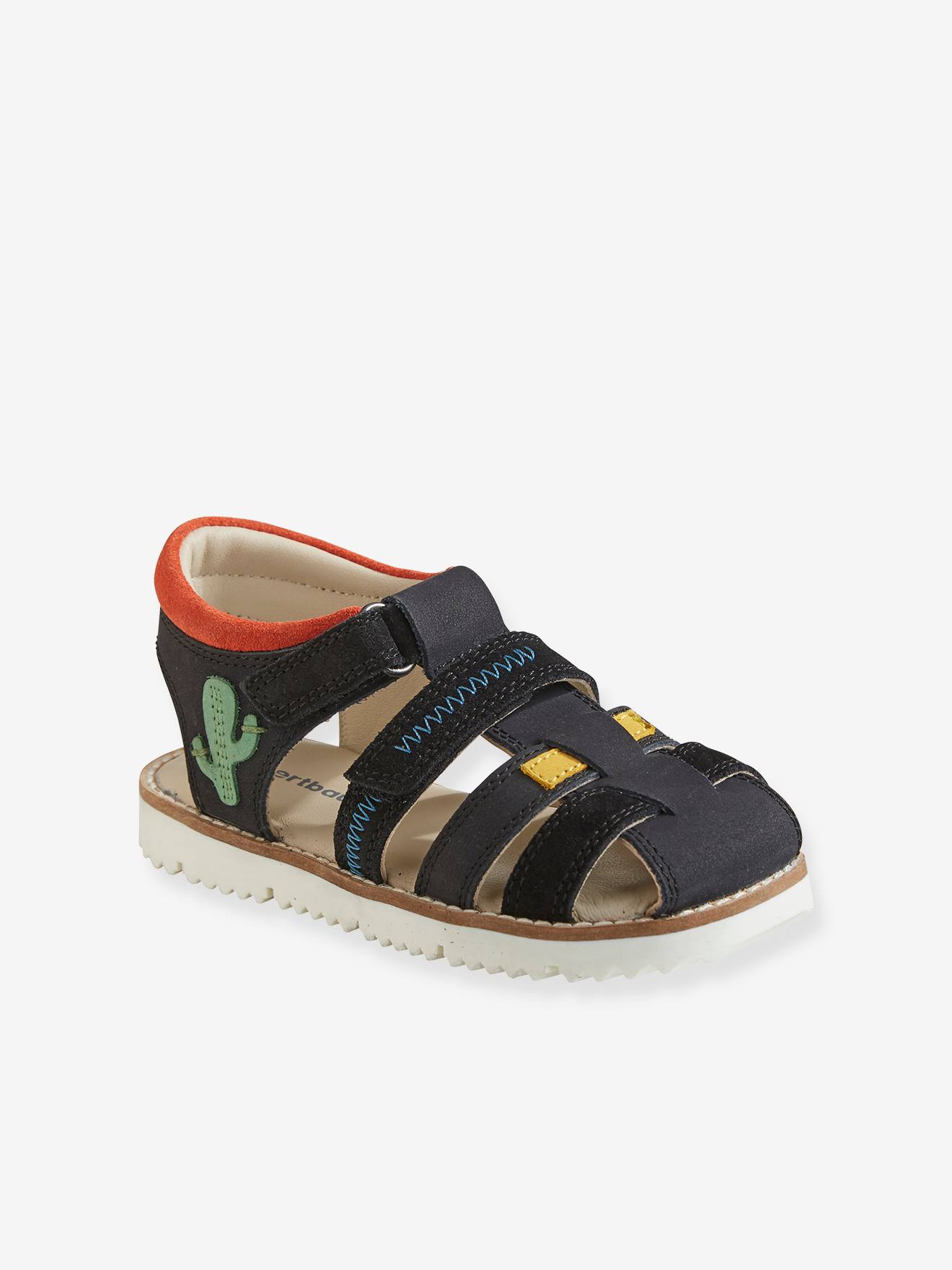 Boys black hot sale leather sandals