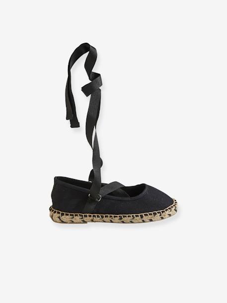 Espadrilles Flat Ballet Pumps in Canvas, for Girls Black 