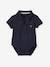 Pack of 2 Bodysuits with Polo Shirt Collar & Pocket, for Newborns Dark Blue+sky blue 