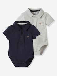 -Pack of 2 Bodysuits with Polo Shirt Collar & Pocket, for Newborns