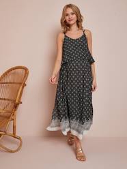 -Long Maternity Dress with Stylish Flaps