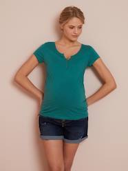 Maternity-T-shirts & Tops-Granddad-Style T-Shirt, Nursing & Maternity Special