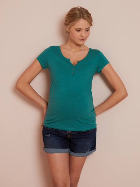 Granddad-Style T-Shirt, Nursing & Maternity Special black+Dark Green+Dark Pink 