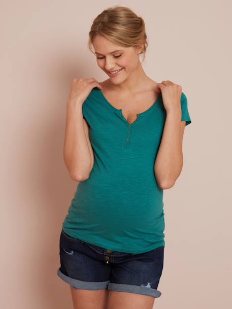 Granddad-Style T-Shirt, Nursing & Maternity Special black+Dark Green+Dark Pink 