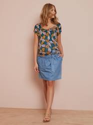 -Denim Maternity Skirt with Belt