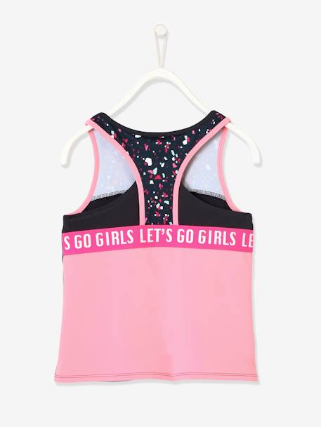 Sleeveless Top for Sports, for Girls Grey Anthracite+Grey/Print 