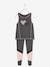 Sports Combo in Techno Fabric: Top + Leggings, for Girls Grey Anthracite 