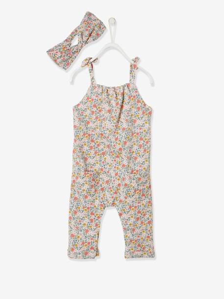 Fleece Jumpsuit & Hairband Set for Baby Girls GREEN MEDIUM ALL OVER PRINTED+night blue+pale pink+White/Print 