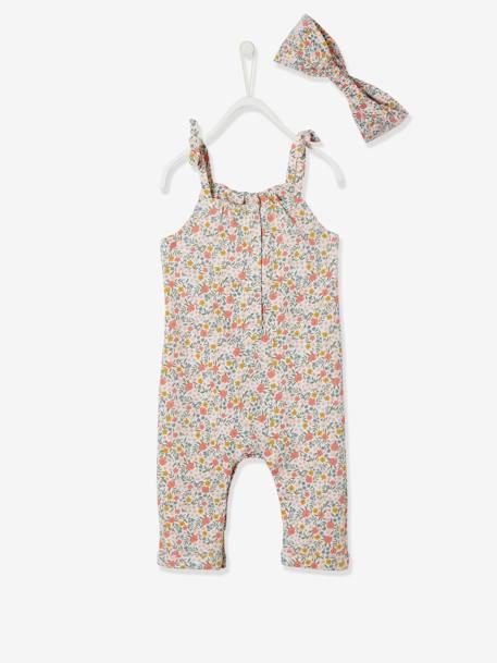 Fleece Jumpsuit & Hairband Set for Baby Girls GREEN MEDIUM ALL OVER PRINTED+night blue+pale pink+White/Print 