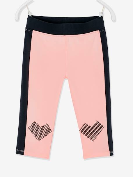 Sports Mid-Calf Leggings in Techno Material for Girls Light Pink 