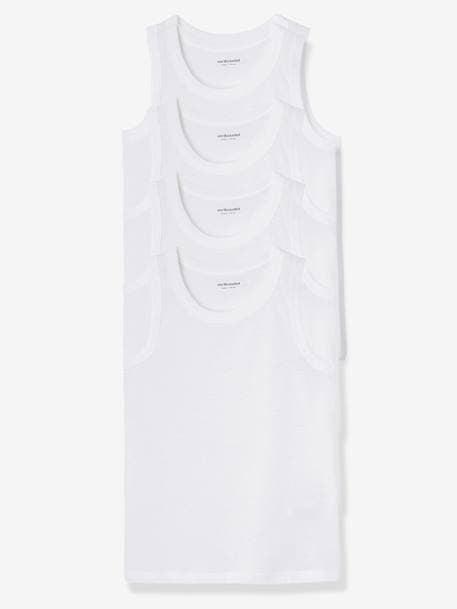 Pack of 4 Boys' Vest Tops - white