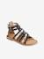 Spartan Style Leather Sandals for Girls Black+Gold+Silver 