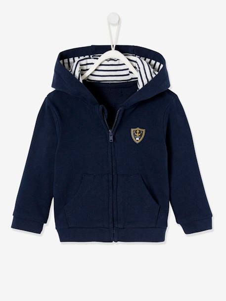 Jacket with Hood & Zip For Baby Boys Dark Blue 