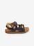 Anatomic Leather Sandals for Boys BROWN LIGHT SOLID+Dark Blue 