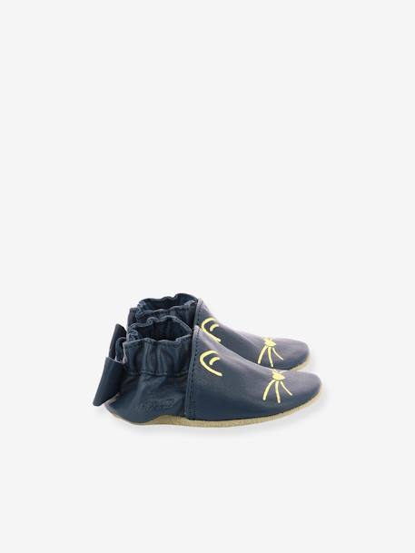 Goldy Cat Soft Soles Booties, by ROBEEZ© Dark Blue+Light Pink 