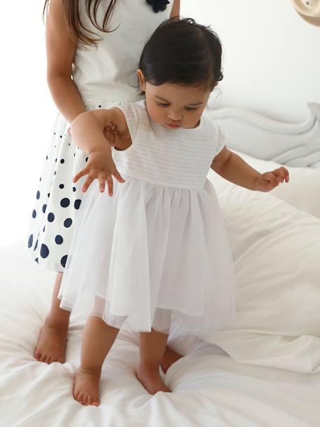 Tulle Occasion Wear Dress for Babies White 