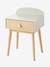 Bedside Table with Pulls, Confetti Theme Light Green+Light Pink+WHITE MEDIUM SOLID WITH DESIGN 