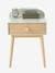 Bedside Table with Pulls, Confetti Theme Light Green+Light Pink+WHITE MEDIUM SOLID WITH DESIGN 