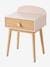 Bedside Table with Pulls, Confetti Theme Light Green+Light Pink+WHITE MEDIUM SOLID WITH DESIGN 