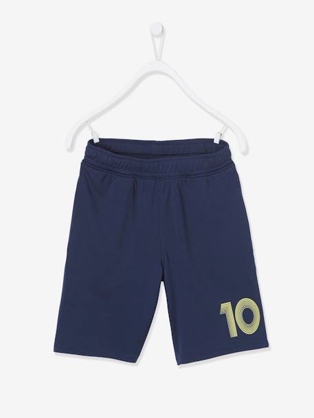 Number 10 Sports Shorts in Techno Material for Boys Black+Blue 