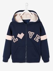 Girls-Sportswear-"Love" Zipped Sports Jacket with Hood for Girls