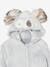 Koala Onesie in Velour for Girls Light Grey 