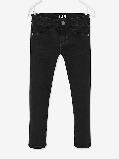 Slim Leg Waterless Jeans, MorphologiK WIDE Hip, for Girls Washed Black 