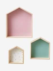 -Set of 3 House-Shaped Shelves